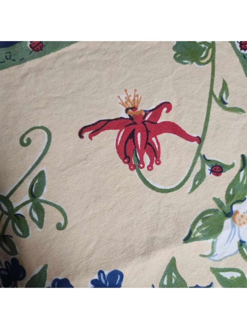 Y2k‎ Dazca Set of 5 Cotton Placemats Floral Ladybug Blue Green Yellow Kitchen
